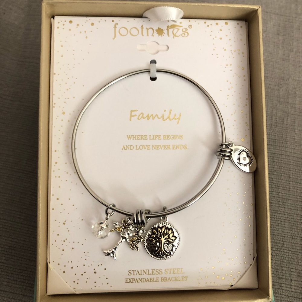 Footnotes Family Stainless Steel charm bracelet